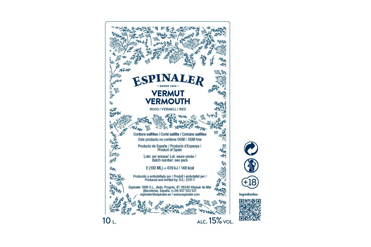 Vermut Rojo Espinaler 10 l - Imagen 3